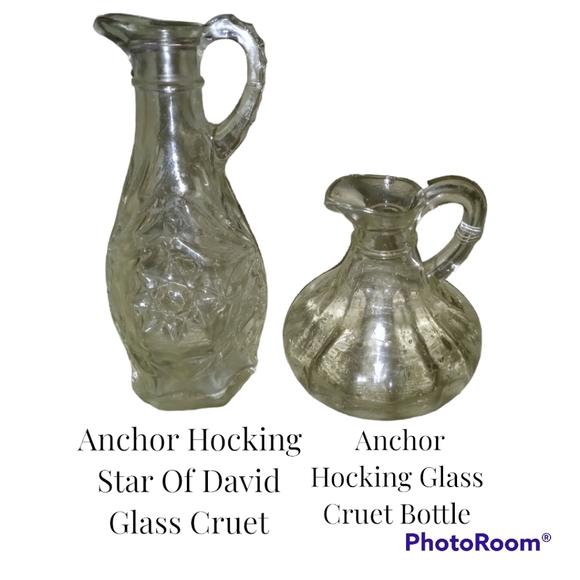 Anchor Hocking Star of David glass cruet Anchor Hocking glass cruet bottle - Picture 1 of 3